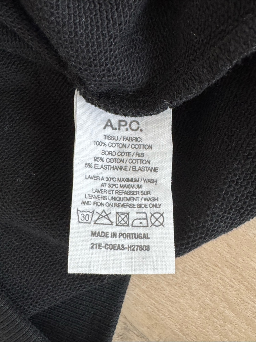 A.P.C. Black Crewneck Sweatshirt with Small White Logo - Picture 4 of 4